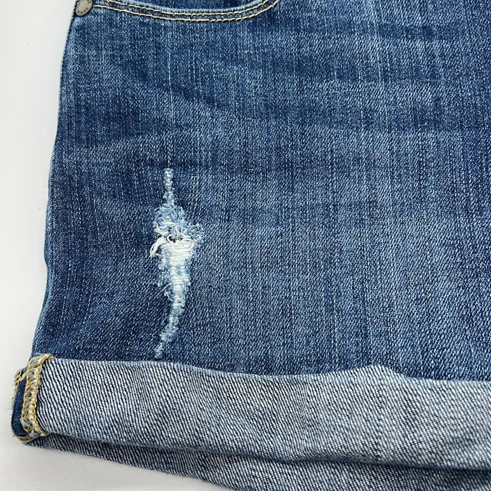 PAIGE Distressed Denim Shorts Raw Hem Folded Size 27 - Picture 8 of 12